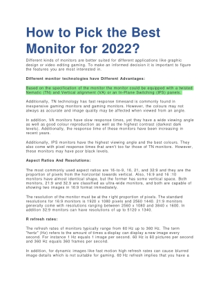 How to Choose the Best Monitor in 2022