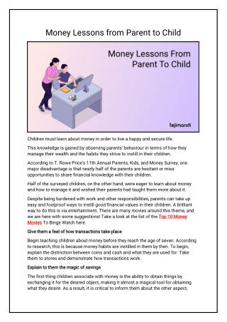 Money Lessons from Parent to Child