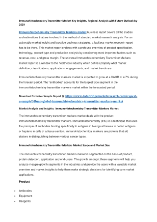Immunohistochemistry Transmitter Market Key Insights, Regional Analysis with Future Outlook by 2029