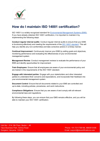 How do I maintain ISO 14001 certification