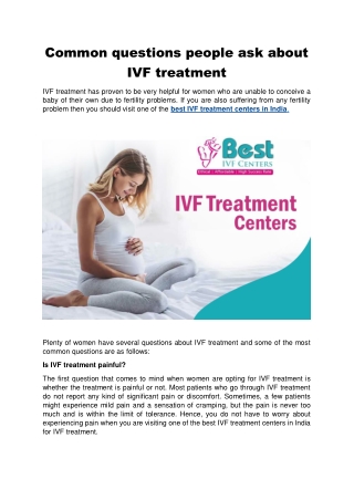 Common questions people ask about IVF treatment - Best IVF Centers