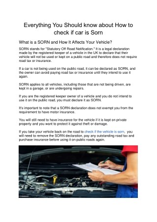Everything You Should know about How to check if car is Sorn