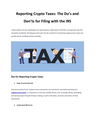 Reporting Crypto Taxes_ The Dos and Don'ts for Filing with the IRS