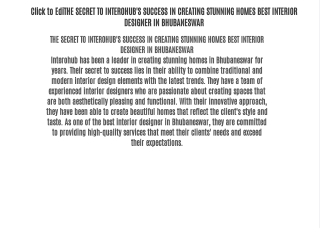 THE SECRET TO INTEROHUB'S SUCCESS IN CREATING STUNNING HOMES BEST INTERIOR DESIGNER IN BHUBANESWAR
