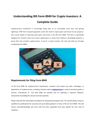 Understanding IRS Form 8949 for Crypto Investors_ A Complete Guide
