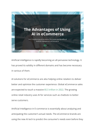 The Advantages of Using AI in eCommerce