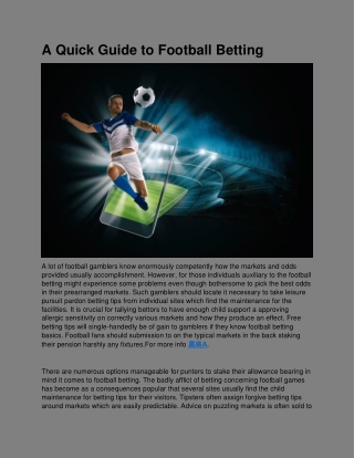 A Quick Guide to Football Betting