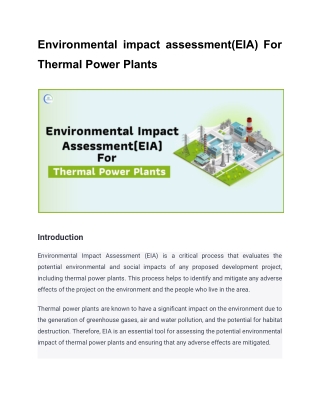 Environmental impact assessment(EIA) For Thermal Power Plants