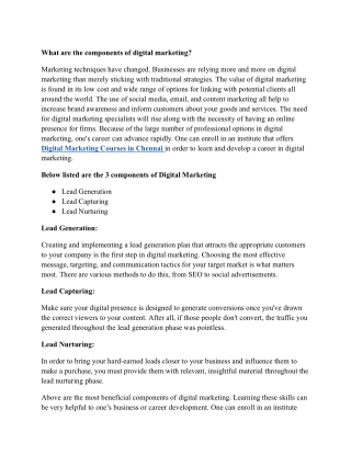 What are the components of digital marketing