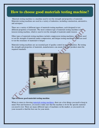 How to choose good materials testing machine