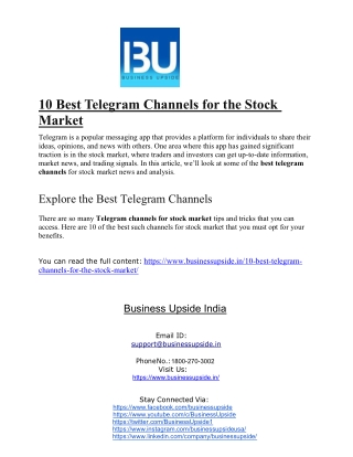 10 Best Telegram Channels for the Stock Market