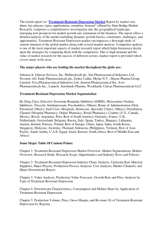 Treatment-Resistant Depression Market