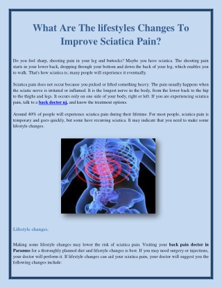 What Are The lifestyles Changes To Improve Sciatica Pain?