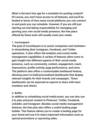 What is the best free app for a schedule for posting content_