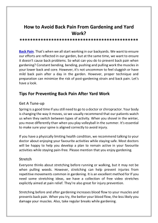 How to Avoid Back Pain From Gardening and Yard  Work?