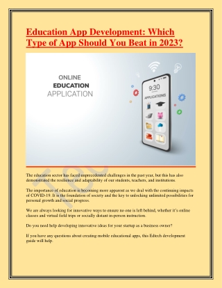 Education App Development-Which Type of App Should You Beat in 2023