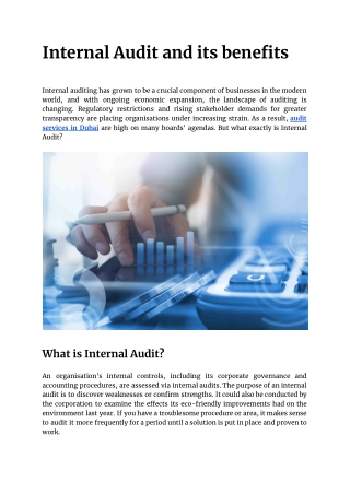 Internal Audit and its benefits