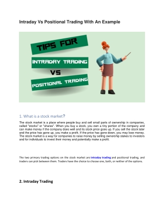 Intraday Vs Positional Trading With An Example