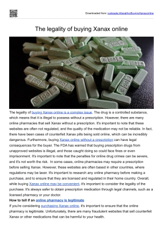 The legality of buying Xanax online