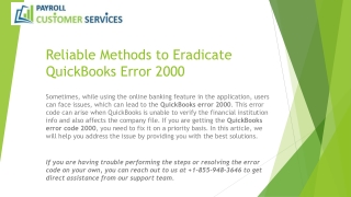Reliable Methods to Eradicate QuickBooks Error 2000