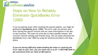 Steps on How to Reliably Eliminate QuickBooks Error 12002