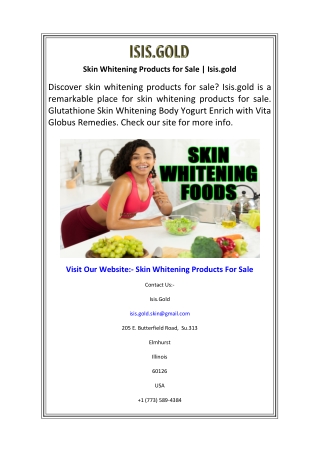 Skin Whitening Products for Sale  Isis.gold