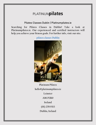 Pilates Classes Dublin Platinumpilates.ie