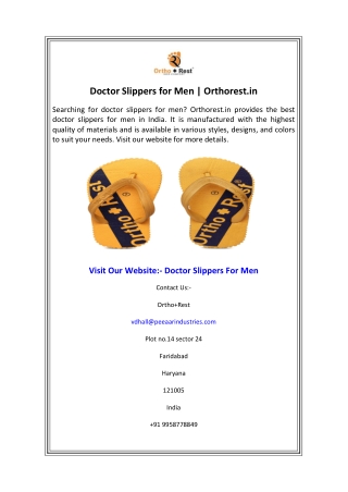 Doctor Slippers for Men  Orthorest.in