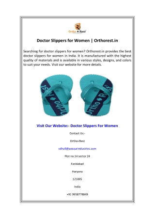 Doctor Slippers for Women  Orthorest.in