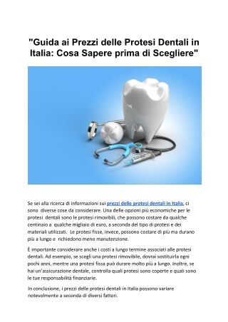 Guida ai Prezzi delle Protesi Dentali in Italia Cosa Sapere prima di Scegliere