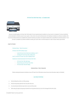 HP Smart Tank 7602 Printer Setup – A Complete Guide