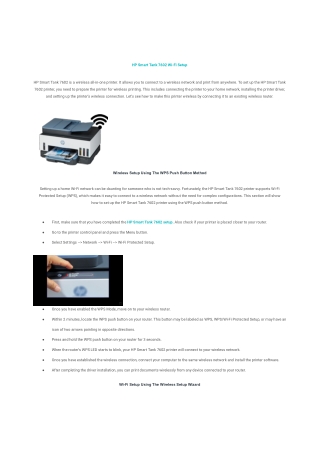 HP Smart Tank 7602 Wi-Fi Setup