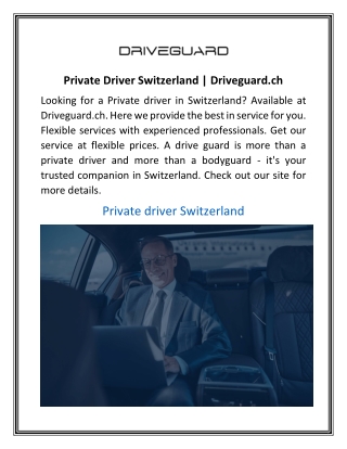 Private Driver Switzerland | Driveguard.ch