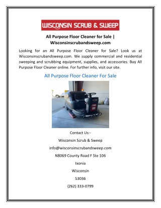 All Purpose Floor Cleaner for Sale | Wisconsinscrubandsweep.com