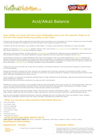 Acid,Alkali Balance