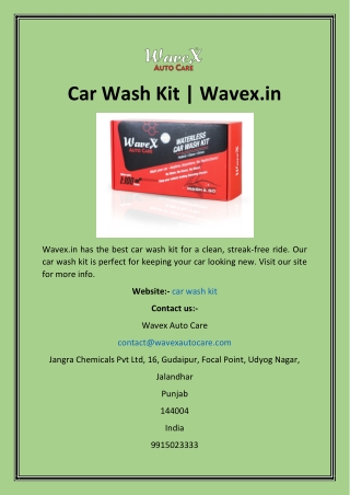 Car Wash Kit  Wavex.in