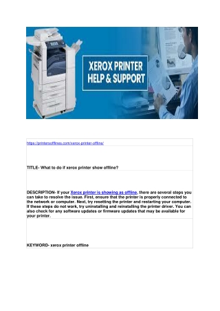 What to do if xerox printer show offline?