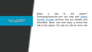 Airport Transfer Europe Taxitoairportservice.com