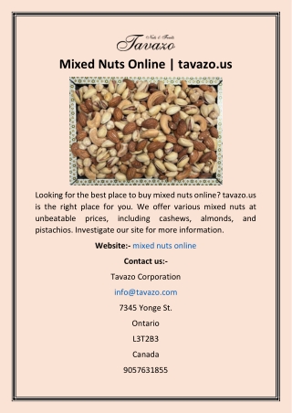 Mixed Nuts Online  tavazo.us