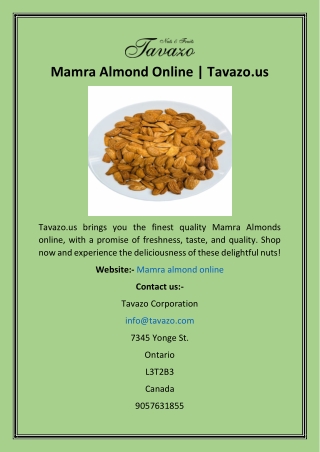 Mamra Almond Online  Tavazo.us