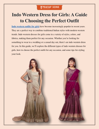 Indo Western Dress for Girls A Guide to Choosing the Perfect Outfit