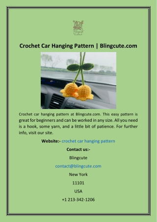 Crochet Car Hanging Pattern  Blingcute