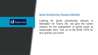 Ignite Scholarship Classes in Adelaide at Tutors SA