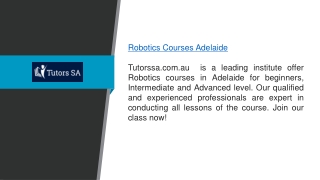 Robotics Courses in Adelaide at Tutorssa.com.au