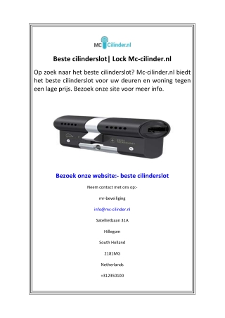 Beste cilinderslot Lock Mc-cilinder.nl