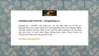 Portable Solar Panel Kit  Sungoldsolar.us