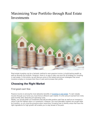 Maximizing Your Portfolio through Real Estate Investments