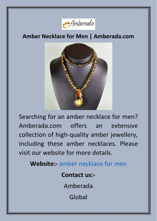 Amber Necklace for Men  Amberada