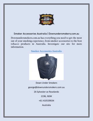 Smoker Accessories Australia  Downundersmokers.com.au