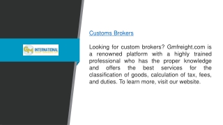 Customs Brokers Gmfreight.com 